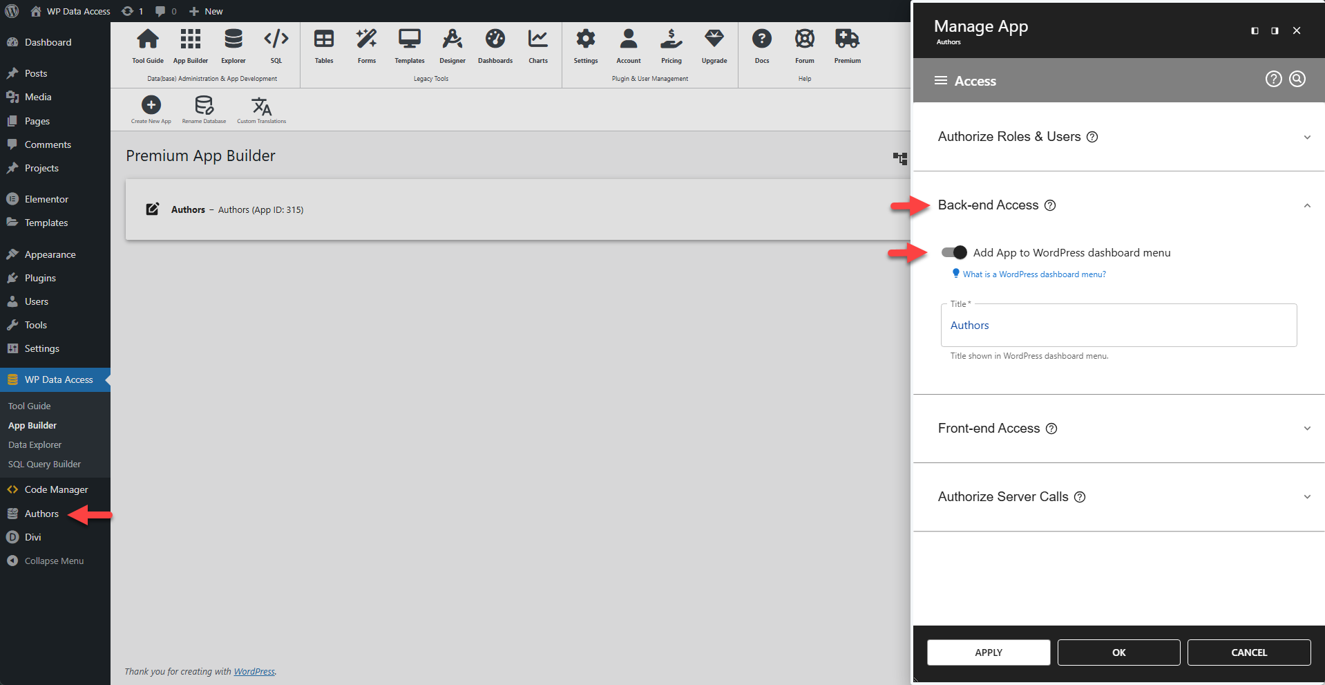 App Manager - Back-End Access