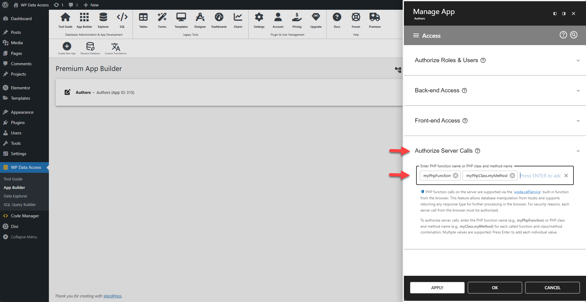 App Manager - Authorize Server Calls