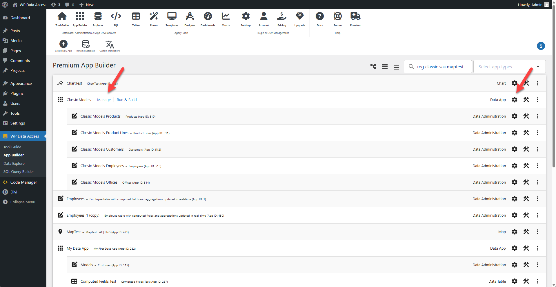 App Builder - Manage Link