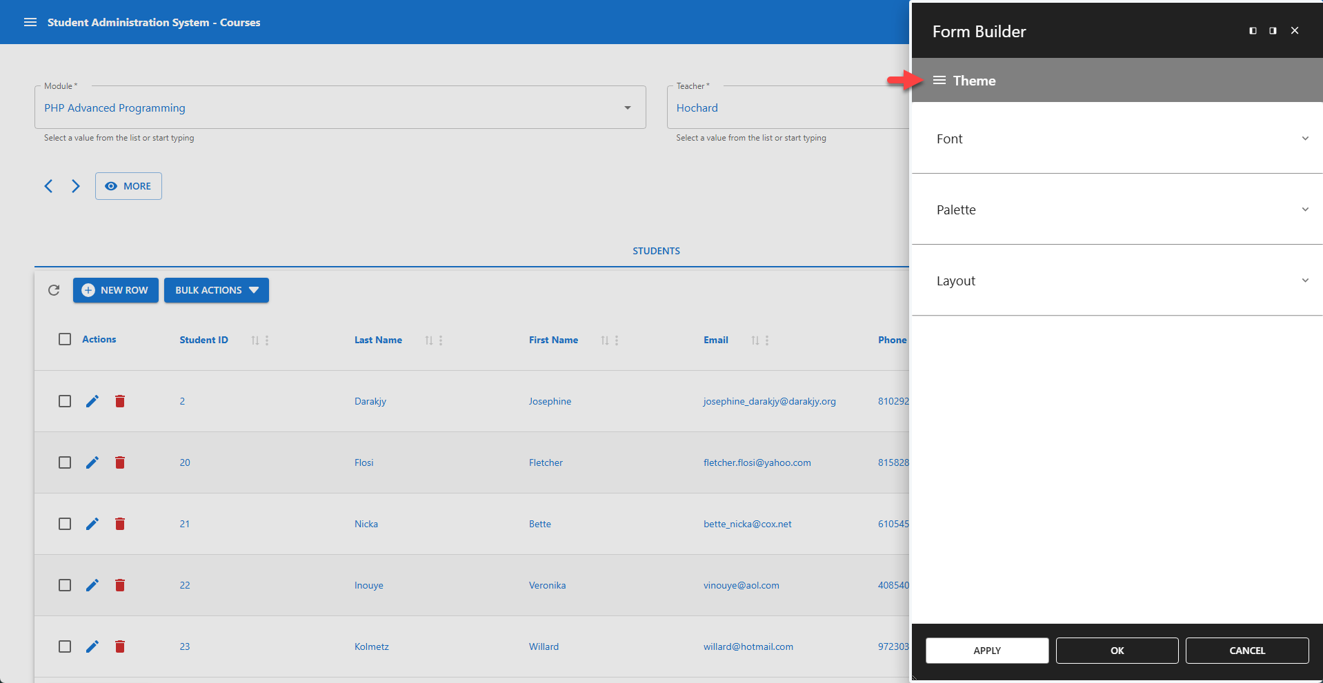 WP Data Access - Form Builder - Theme Menu