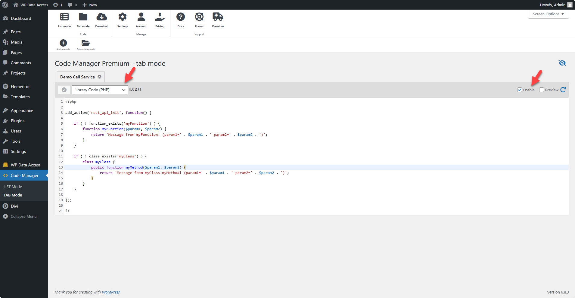 WP Data Access - Call PHP Server Code From JavaScript
