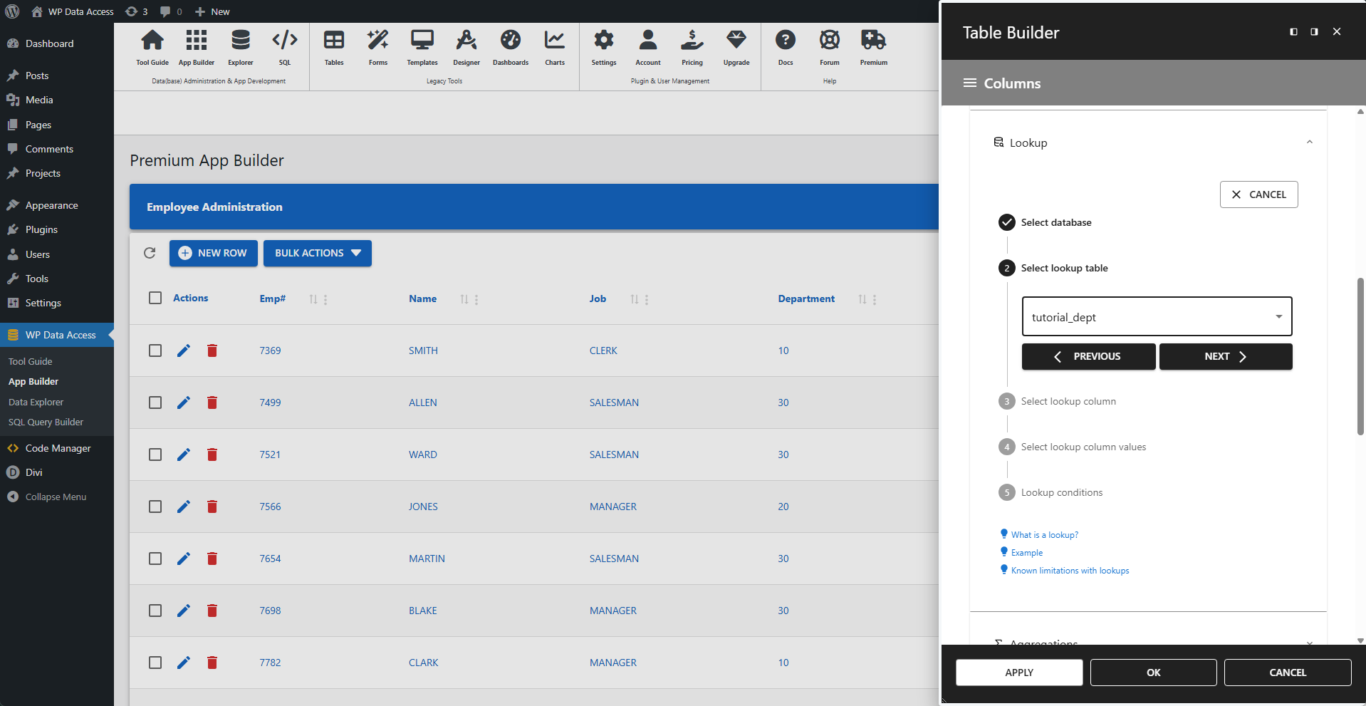 WP Data Access - Creating Lookups - Step 2