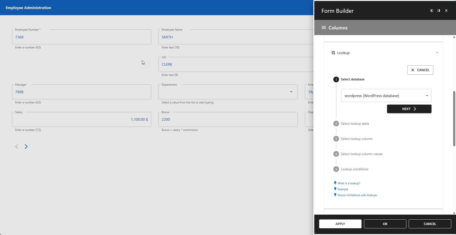 WP Data Access - Creating Lookups - Step 1