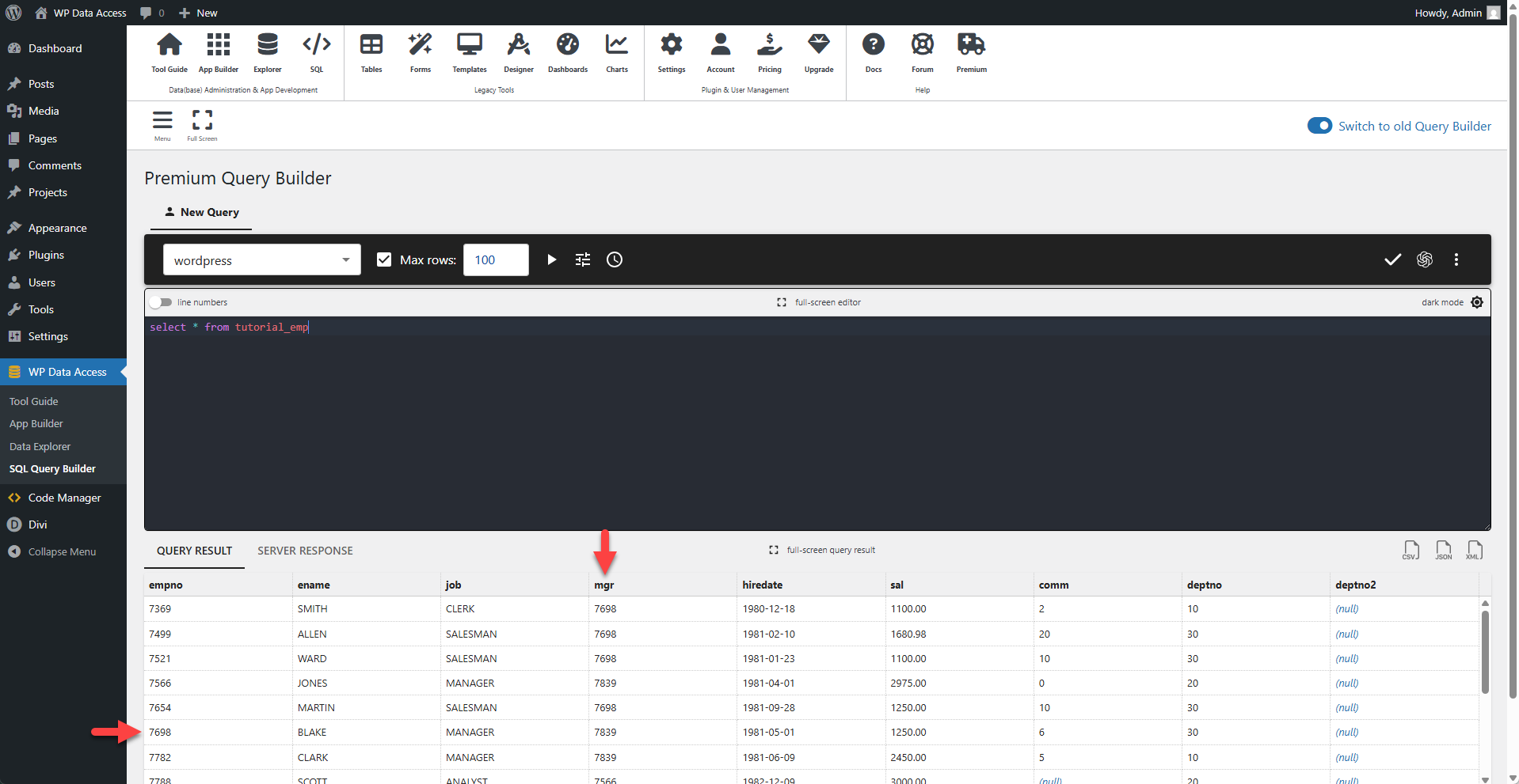WP Data Access - Form Base Table