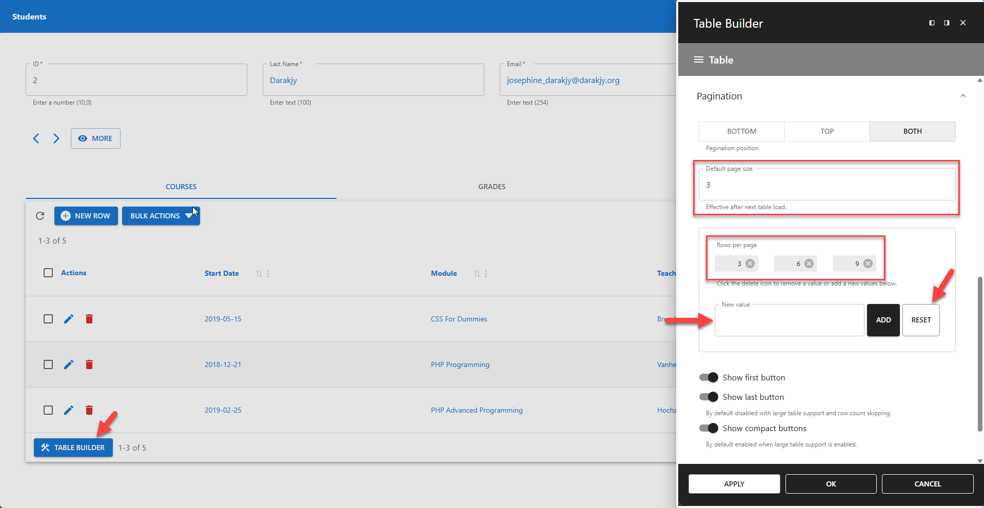 WP Data Access - Table Builder - Pagination Detail Table