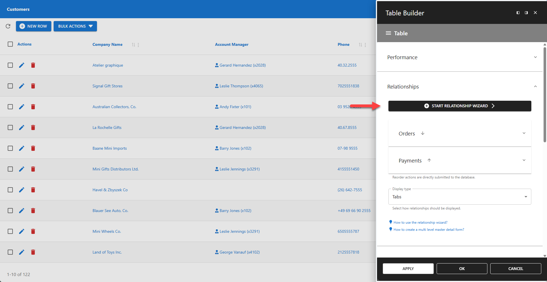 WP Data Access - Table Builder - Start Relationship Wizard